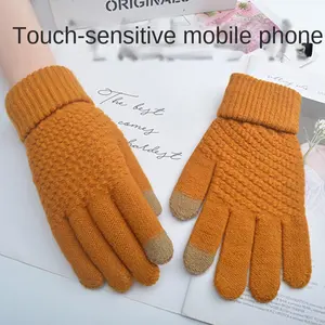 Японские корейские стильные новые кашемировые вязаные перчатки с начесом женские жаккардовые перчатки для сенсорного экрана сохраняют теплые зимние перчатки