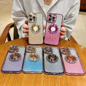 Electroplating Diamond + Gradient Glitter Paper Cell Phone Case for iPhone for Samsung for Xiaomi 2623