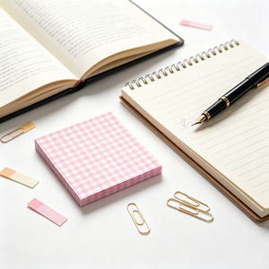 Pink Checkered Memo Pad 3x3 Inch Colorful Sticky <b>Notes</b> for Students and Office Use - Product Image 2