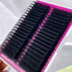 Russian Cashmere Volume Lash Tray Fluffy Soft Extensions De Pestanas Matte Black High Quality Pbt Fiber Lash Extension Supplies