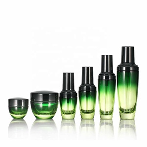 Yüksek kalite 30ml 50ml 100ml cam losyon şişe sprey basınç pompası cilt bakımı şişesi degrade yeşil cam 15g 30g kozmetik kavanoz - Product Image 1