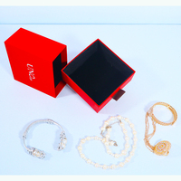 Ensemble de rubans personnalisés de luxe avec estampage à chaud rouge et doré, emballage en papier kraft avec tiroir coulissant, boîte à bijoux en papier bordeaux avec logo