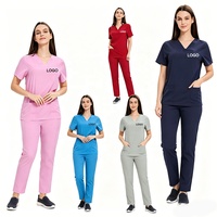 Ensemble d'uniformes de travail pour salon de beauté, imprimés sur mesure avec logo, extensibles, élégants, pour infirmières et manucures, robe de coiffure pour femmes