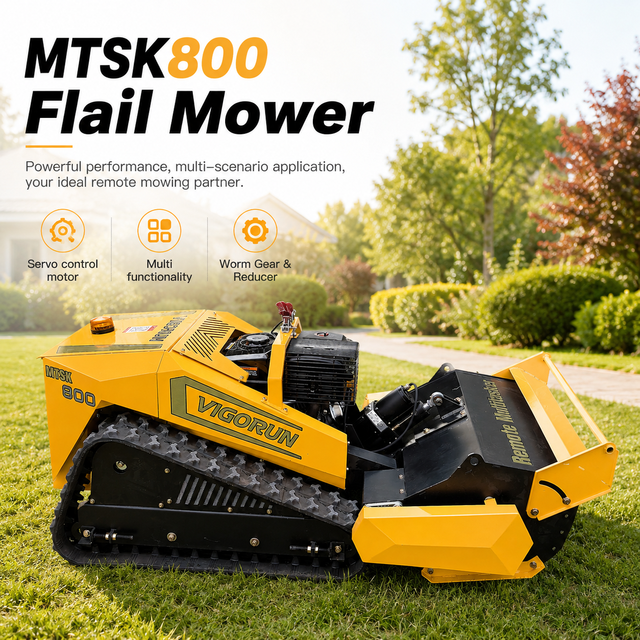 High-efficiency Industrial 800mm Cutting Remote Operated Track-mounted Brush Mower with Flail Mulcher Hammer Blade Vigorun Tech