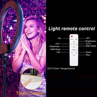Éclairage vidéo de 22 pouces avec support pour téléphone portable, équipement d'éclairage vidéo, lumière de remplissage LED RVB, lumière de photographie selfie, lumière vidéo