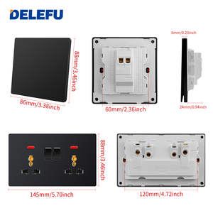 Bảng điều khiển ổ cắm công tắc màu đen mờ siêu mỏng loại 86, nhà 16A một lỗ điều khiển kép 5 lỗ với đèn neon - Product Image 4