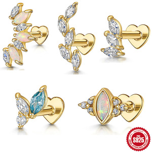 925 Sterling bạc bông tai Marquise cắt Opal và Zircon xuyên sterling bạc bông tai chống dị ứng cho phụ nữ - Product Image 3