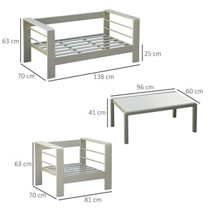 Ensemble <span class=keywords><strong>de</strong></span> canapés <span class=keywords><strong>de</strong></span> patio extérieur en aluminium antirouille, 4 pièces, avec coussins épais lavables, mobilier <span class=keywords><strong>de</strong></span> conversation moderne et minimaliste - Product Image 2