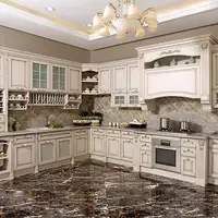 خزانة الايطالية الفاخرة خزائن المطبخ الأبيض مع سطح الطاولة لمنزل فيلا