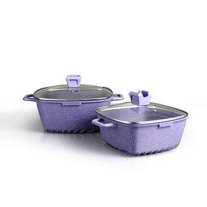 Cuisine professionnelle carrée en aluminium grande cuisine pas cher <span class=keywords><strong>rose</strong></span> <span class=keywords><strong>camping</strong></span> revêtement céramique antiadhésif ensemble de casseroles en <span class=keywords><strong>granit</strong></span> avec logo - Product Image 4
