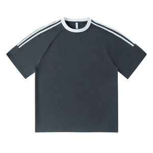 Custom Short Sleeve T-Shirt Solid Color Thick Cotton Leisure Wear - Product Image 3