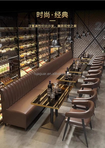 Sillón de madera maciza con respaldo de ratán y mesa de comedor con pedestal sólido, muebles para cafetería y <span class=keywords><strong>restaurante</strong></span>, con canales verticales de PU para pared de madera. - Product Image 5