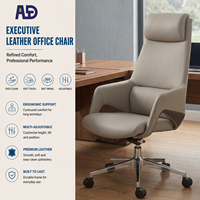 Chaise de bureau de direction Aston moderne de luxe ergonomique à dossier haut en cuir véritable, réglable en hauteur, pivotante, chromée, pour hôtel et chambre
