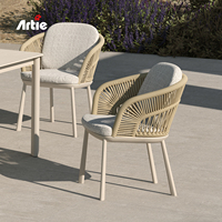 Artie'nin alüminyum açık ticari istifleme veranda yemek sandalyeleri Modern bahçe restoran mobilya halat örgü açık sandalye