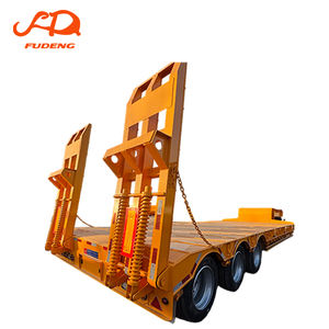 Semirremolque de plataforma baja de 3 ejes BPW/FUWA con capacidad de carga personalizable, guardabarros laterales plegables y suspensión de ballestas/neumática - Product Image 1