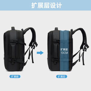 Men's Business <b>Laptop</b> <b>Backpack</b> Large Capacity Expandable Waterproof With Usb Port Solid Color For Travel And <b>Work</b> - Product Image 3