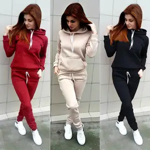 2021 velvet tracksuit women winter wear Fashion Women Hooded Hoodies Pants Solid Tracksuit Sweatshirt Sweat Suit Sweatshirts