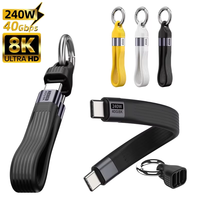 Cable USB 4 de 8K/60Hz, Portátil, Tipo Llavero, Corto, USB C a Tipo C, PD 240W, 40Gbps, para Thunderbolt 3/4, iPhone 16, 15, SSD, Banco de Energía