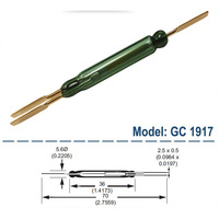 2 cables de plomo dorados Interruptor de láminas de vidrio de 50mm Modelo MKA50202 Teoría magnética