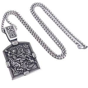 Collar con Colgante de Biblia de Acero Inoxidable con Diseño de Locomotora, Joyería Religiosa de Guerrero Sagrado, Amuleto de Cruz Dominante Bíblica - Product Image 5