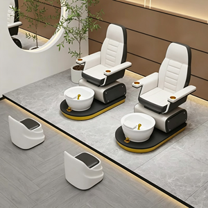 Nouvel arrivage de fauteuil de pied de manucure en cuir Pu noir blanc fauteuil de pédicure électrique sans tuyau plaqué or de luxe avec émerillon - Product Image 4