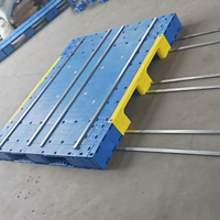 Palette en plastique industrielle empilable avec renfort en acier 1400x1600mm, conception à 3 roulettes et plateau fermé pour entrepôt