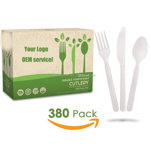 Chất lượng cao dùng một lần 100% phân hủy sinh học bột bắp dao kéo Bộ muỗng + nĩa + Dao Flatware loại - Product Image 2