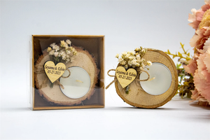 Rustic Custom Eco-Friendly Handmade Wedding Favors Shower Birthday Gifts Wooden <strong>Tealight</strong> Candle <strong>Holder</strong> for Guests - Product Image 2