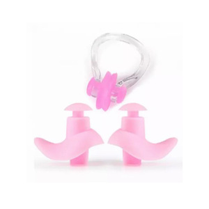 Juego de tapones para los oídos con clip para la nariz de silicona, equipo de natación resistente al agua de color rosa para niños y adultos, protección para deportes acuáticos, Material de calidad alimentaria - Product Image 1