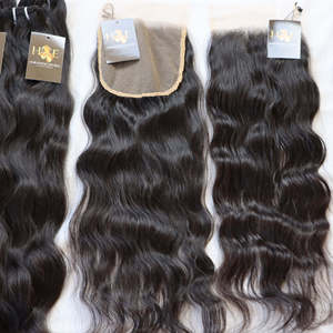 Cabello virgen de templo indio crudo 4x45x56x67x7 Cierre de encaje Hd Cutícula virgen Alineada Hair13x413x6 Frontal de encaje Hd con paquetes de cabello - Product Image 1