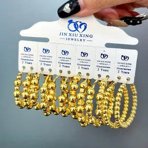 Jxx competitive price engagement huggie earring brass 24k gold plated hoop earrings wholesale beads for earrings
