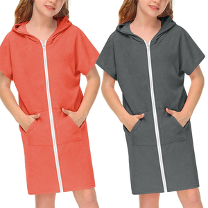 Peignoir d'été pour filles 2025 – Grande Vente – <span class=keywords><strong>Serviette</strong></span> <span class=keywords><strong>de</strong></span> plage pour enfants <span class=keywords><strong>de</strong></span> haute qualité – Peignoir à capuche zippé à manches courtes à séchage rapide pour la plage - Product Image 3