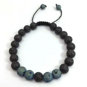 Fashion Different lava stone beads bracelets braid beaded handmade Natural Lava Stone Bracelet For Women