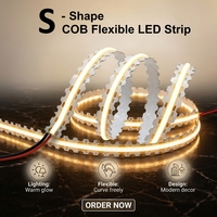 Bande lumineuse LED COB flexible en forme de S, zigzag, autocollante, néon en cuivre, IP20, pour la décoration paysagère