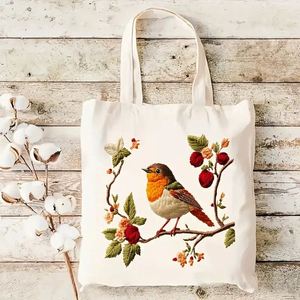 Sac fourre-tout en toile personnalisé pour femme avec logo imprimé et motif floral - Sac de voyage et de shopping réutilisable pour l'été/l'hiver et toutes les saisons - Product Image 2