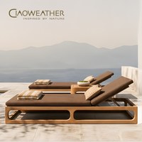 Chaises longues modernes pour patio d'hôtel, chaises longues de plage pour complexe hôtelier, chaises longues de piscine pour villa, chaises longues de piscine en teck pour extérieur