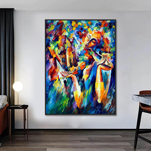 3D Coloré Dessin Animé Dame Figure Pure Peint À La Main Toile Abstraite Visage Portrait Peintures Et Arts Muraux - Product Image 3