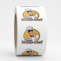 Étiquettes autocollantes pour contenants alimentaires à emporter, rouleau de logo de dessin animé Master Chef, autocollants en vinyle résistants à l'huile pour boîtes de préparation de repas