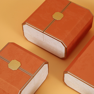 Boîte à bijoux en cuir personnalisée Sifoo, boîte d'emballage de luxe haut de gamme pour bagues et pendentifs, boîte à bijoux <span class=keywords><strong>orange</strong></span> à double entrée - Product Image 4