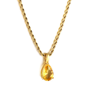 สร้อยคอจี้ควอตซ์ทรงหยดน้ำแฟชั่น พร้อมสายทอง ประดับขอบเพชร เหมาะสำหรับใส่ในชีวิตประจำวันและงานปาร์ตี้ สำหรับผู้หญิง - Product Image 5