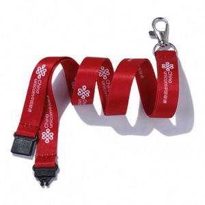 High Quality Custom Eco-friendly Durable Fashionable Polyester Lanyard with Silk Screen Printed Logo and Plastic Hook - Product Image 1