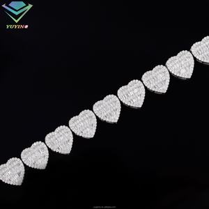Trendy Heart Style Cuban <b>Bracelet</b> Fine Jewelry S925 Sterling Silver Hip Hop <b>Bracelet</b> VVS Moissanite Iced Out Cuban <b>Bracelet</b> - Product Image 3