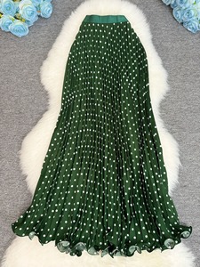<span class=keywords><strong>Jupe</strong></span> plissée classique à pois, style français, polyvalente, taille haute, coupe trapèze, longueur mi-<span class=keywords><strong>longue</strong></span> - Product Image 5
