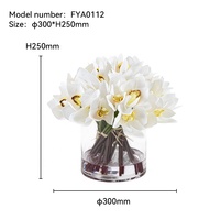 Bouquet d'orchidées Cymbidium artificielles en tissu de soie réaliste avec vase en verre pour décoration de mariage, vente en gros