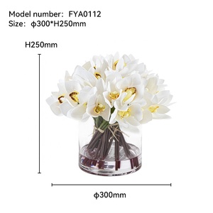 <span class=keywords><strong>Flores</strong></span> de ramo de orquídeas Cymbidium de tela de seda artificial realista para decoración de bodas al por mayor - Product Image 6
