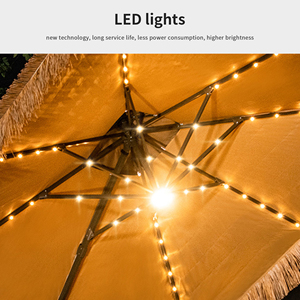 Resort Thatch Patio <strong>Umbrella</strong> Outdoor <strong>Parasol</strong> Cantilever Restaurant LED Light <strong>Umbrella</strong> &amp; Base - Product Image 4