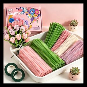 Limpiapipas de Chenilla de Algodón con Diseño Floral y Alambre Trenzado, para Manualidades y Creación de Flores - Product Image 3