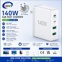 Vente d'usine – Adaptateur chargeur pliable GaN 140W pour ordinateur portable, station de charge ultra-rapide 4 ports, prise Type C US avec OTP OCP