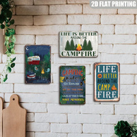 La vida es mejor alrededor de la fogata, cartel metálico vintage, decoración para acampar