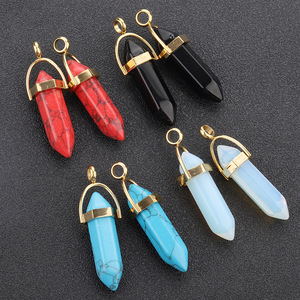 Collier unisexe en acier inoxydable avec pendentif hexagonal en pierre naturelle et cristal, serti clos, pour usage quotidien H1319 - Product Image 4